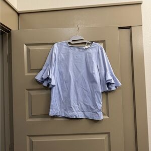 J.Crew Light Blue Ruffle Sleeve Top